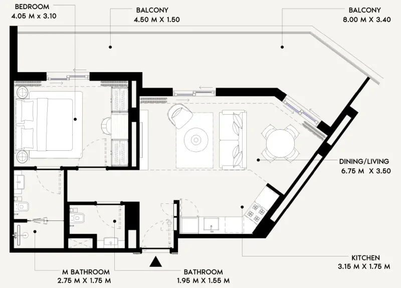 1.0 bedroom apartments - Azizi Lina