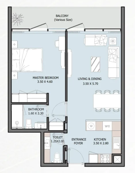 1.0 bedroom apartments - Verdana VI