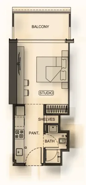 0.0 bedroom apartments - Binghatti Hillside