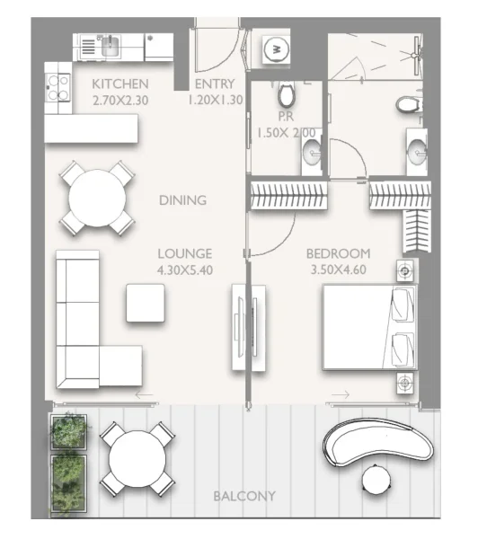 1.0 bedroom apartments - Fairmont Residences Solara Tower