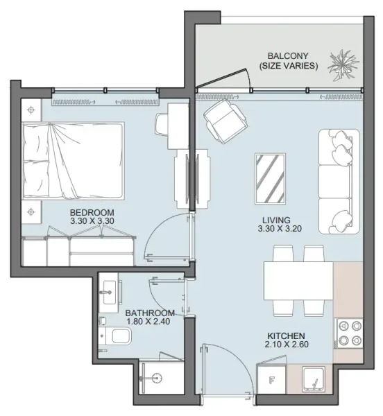 1.0 bedroom apartments - Alba Tower