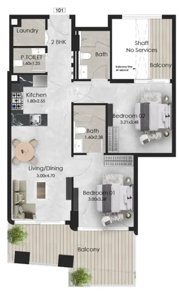 2.0 bedrooms apartments - Aristo