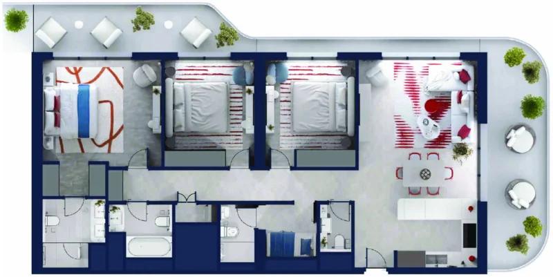 3.0 bedrooms apartments - Rosso Bay Residences