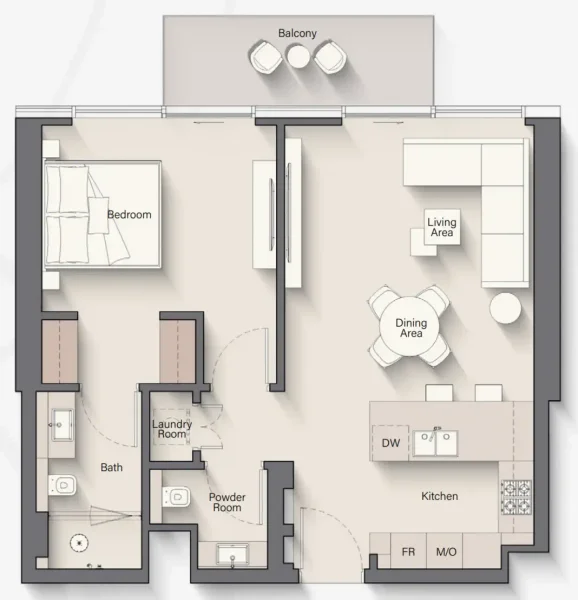 1.0 bedroom apartments - Riverton House