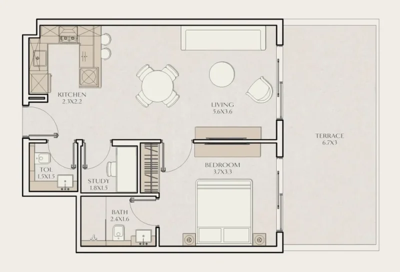 1.0 bedroom apartments - Tavora Residences